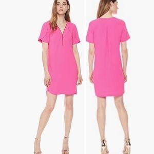 Zipper front short sleeve dress